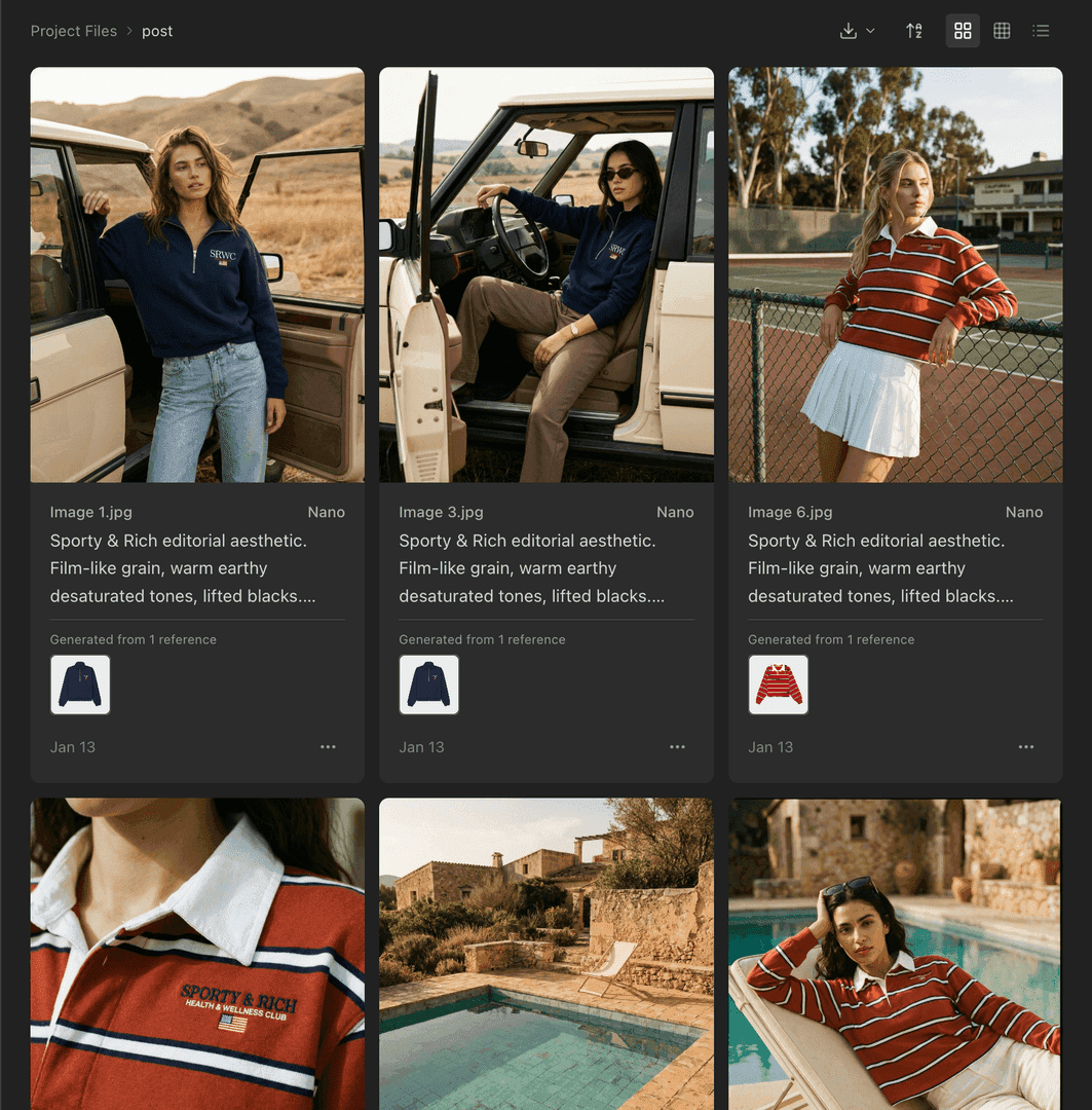 Sporty & Rich SS25 Campaign Grid